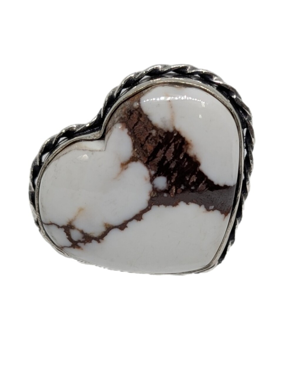 Handcrafted Artisan Wild Horse Magnesite Sterling Silver Heart Statement Ring
